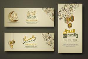 al-isra wal mi'raj profeten muhammed kalligrafi set banner mall vektor