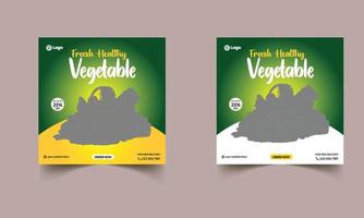 färska ekologiska grönsaker leverans inläggsmall för sociala medier vektor