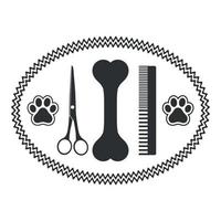Abbildung Emblem Tierpflege mit Schere und Kamm vektor