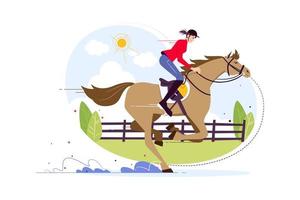Frauen, die ein Pferd im Huddle Race reiten vektor