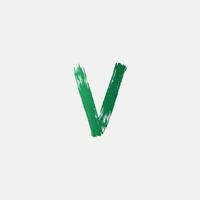 grön v borstad bokstavslogotyp. borste bokstäver design med penseldrag design. gratis vektor