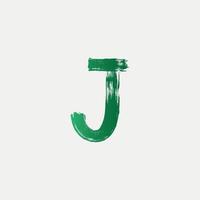 grünes j gebürstetes buchstabenlogo. Pinselbuchstaben-Design mit Pinselstrich-Design. kostenloser Vektor