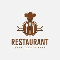 einfaches und sauberes Restaurant-Logo-Template-Design in brauner Farbe, geeignet für Restaurants, Cafés, Geschäfte, Imbissstände, Speisekarten usw. vektor