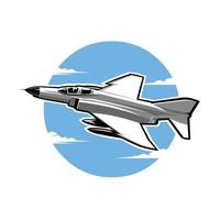 amerikanische Premium-Kampfjet-Flugzeug-Vektorillustration der 80er Jahre vektor