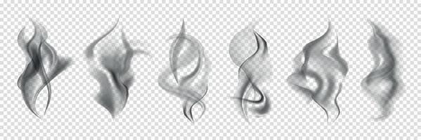 realistischer schwarzer symbolsatz für dampfrauch vektor