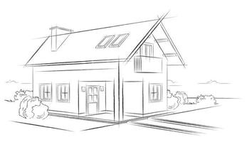 realistisk hus ritning illustration vektor