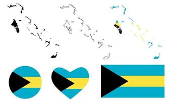 commonwealth der bahamas-kartenflaggen-symbolsatz vektor