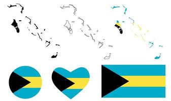 samväldet av Bahamas kartflagga ikonuppsättning vektor