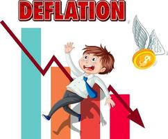 Logo der Deflationsschrift und entlassener Mitarbeiter vektor