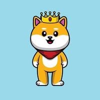 niedlicher shiba inu hund mit krone, der karikaturvektor-symbolillustration trägt. Tier-Icon-Konzept isolierter Premium-Vektor. vektor