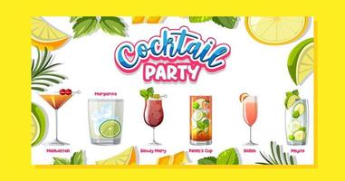 Cocktail-Party-Menü-Banner vektor