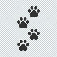 Katzen- oder Hundepfoten-Vektor-Fußabdruck-Symbol. zeichentrickfigur symbol illustration auf leerem hintergrund