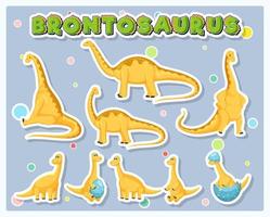 uppsättning av söta brontosaurus dinosaurie seriefigurer vektor