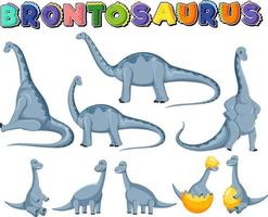 verschiedene niedliche apatosaurus-dinosaurier-zeichentrickfiguren vektor