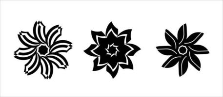 Shuriken-Blumen-Tatto-Clip-Art-Set vektor