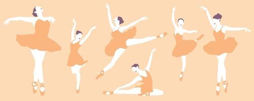 Eine Gruppe junger Ballerinas mit perfektem Körper tanzt vektor