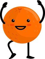 niedliches orange charakterdesign der karikatur, zitrusikonen-illustrationsschablonenvektor. Fröhliche Orangenfrucht mit süßem Kawaii-Gesicht, lustiger vegetarischer Charakter vektor