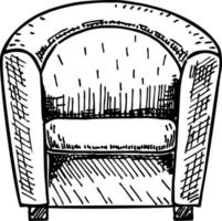 Sessel-Skizze. handgezeichneter Stuhl. Vektor-Möbel-Illustration vektor