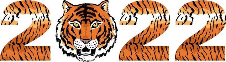 tigerns nya år 2022. frihandsteckning av en tiger. tiger huvud siluett ritning. gratulationskort, affisch, illustration för utskrift på t-shirts, textilier och souvenirer vektor