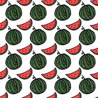 Nahtloses Wassermelonenmuster. Vektor-Doodle-Illustration mit Wassermelone. Muster mit roter Wassermelone vektor