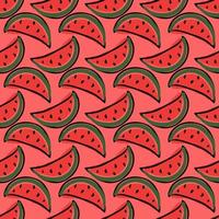 sömlös vattenmelon mönster. vektor doodle illustration med vattenmelon. mönster med röd vattenmelon