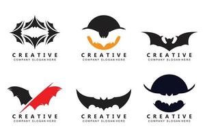 Fledermaus-Logo-Design, Halloween-Illustration, Unternehmensmarke, Nachttier-Symbol