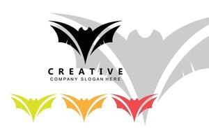 Fledermaus-Logo-Design, Halloween-Illustration, Unternehmensmarke, Nachttier-Symbol vektor