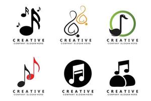 Musiknoten-Logo-Design, Song-Ton-Illustration vektor