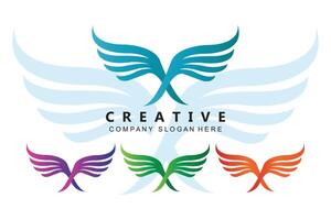 eagle wing logotyp design, flygande fågel djur illustration, företagsmärke vektor