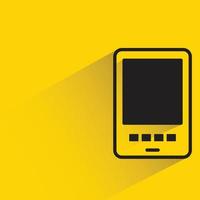 smartphone med skugga på gul bakgrund vektorillustration vektor