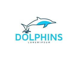 delfin logotyp linje illustration design vektor