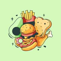 hamburger und köstliche lebensmitteldesignillustration vektor