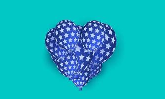 Einzigartige 3D-glänzende Heliumstern-Liebesballons blau schwebend isoliert auf Vektor