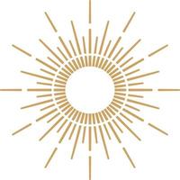 Sonne, goldenes mystisches Logo, Retro-Design. Zeichnungen für Tattoo, Boho-Design, Astrologie, Horoskop. gekritzel isoliert. vektor