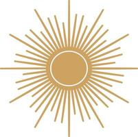 Sonne, goldenes mystisches Logo, Retro-Design. Zeichnungen für Tattoo, Boho-Design, Astrologie, Horoskop. gekritzel isoliert. vektor