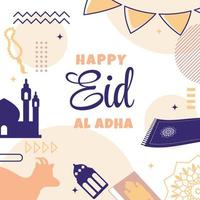 eid adha mubarak islamisk händelse fyrkantig presentkort bakgrund vektor