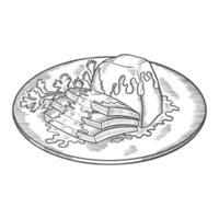 sauerbraten tyska eller tyska kök traditionell mat isolerad doodle handritad skiss med konturstil vektor