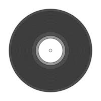 Retro-Musik-Vinyl-Scheibe. schwarze Vintage-Audio-Disc mit leerem weißem Etikett. Akustik-Audio-Revival der alten Schule. Vektor-Illustration isoliert auf weißem Hintergrund. vektor