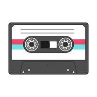 Retro-Vintage-Mixtape. Audiokassette im Retro-Stil. Mix Tape ist ein musikalisches Symbol der 80er und 90er Jahre. Audiogeräte für analoge Musikaufzeichnungen. eine Abbildung mit einem Umriss, isoliert auf weiss. vektor