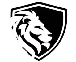 lejonhuvud logotyp med kunglig sköld vektor
