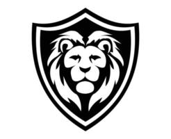 royal lion logotyp med sköld för e-sport och djurlivsaffärer vektor