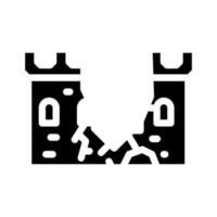 zerstörte Mauer der Burg Glyphen-Symbol-Vektor-Illustration vektor