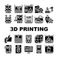 Sammlungsikonen der 3D-Druckausrüstung stellten Vektor ein