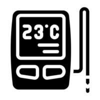 digitales Thermometer mit Sensor-Glyphen-Symbol-Vektorillustration vektor