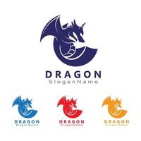 Drachen-Logo-Design minimalistische einzigartige Vektorvorlage vektor