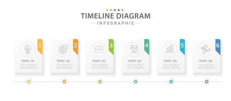 infographic mall för företag. 6 steg modernt tidslinjediagram med titelämnen, presentationsvektorinfografik. vektor