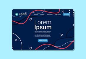 Landingpage-Design im blauen Memphis-Stil vektor