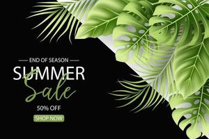 sommar försäljning tropiska banner mall design vektor