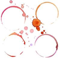 Satz von Grunge-Vektor-Cup-Flecken-Marken. Flecken von Tinte, Wein, Wasser, Farbe oder anderen Flüssigkeiten. vektor