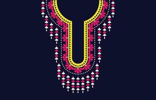 halsdesign av textiltyg, traditionellt orientaliskt mönster, broderidesign för blommigt halsband för modekläder för kvinnor vektor